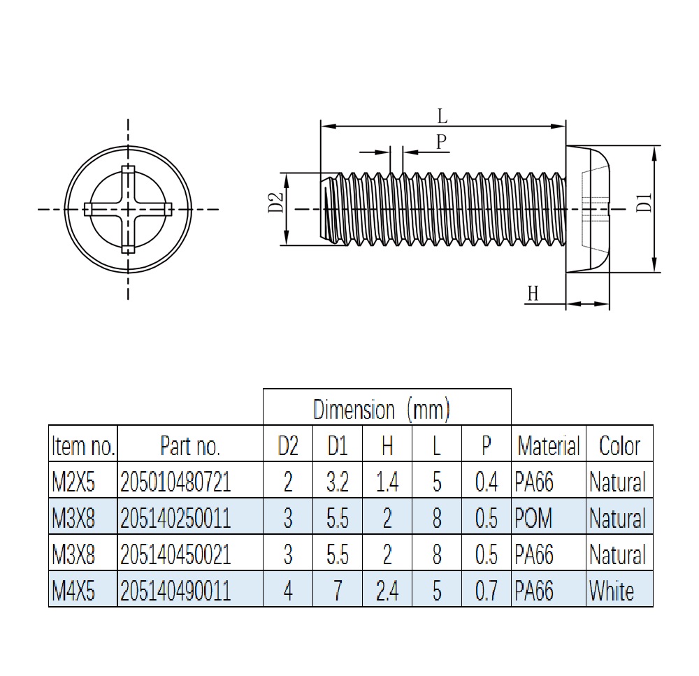 Pan Head Cross Screw